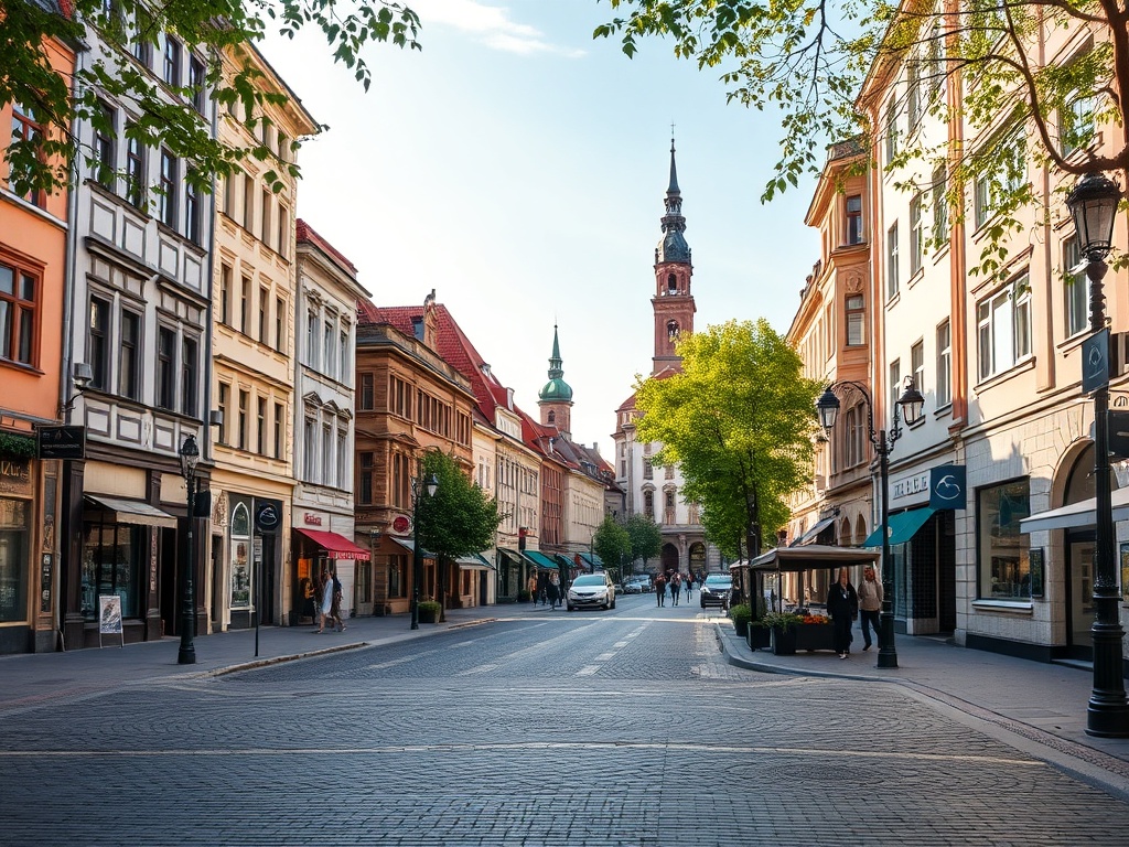 Mapa infrastruktury Pszowa z zaznaczonymi sklepami, szkołami i aptekami
