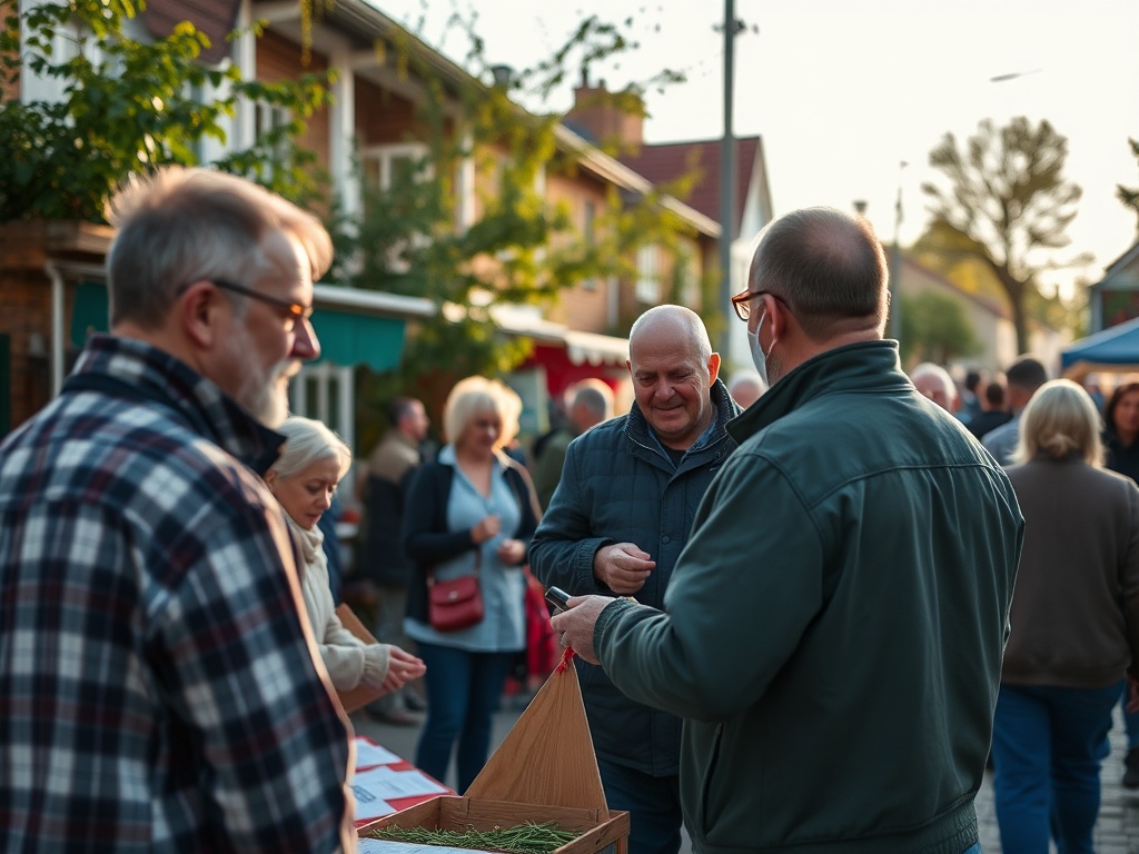 Uśmiechnięci ludzie świętujący majówkę w parku miejskim w Pszowie, otoczeni zielenią i wiosenną atmosferą.